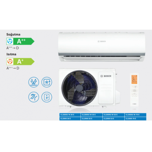 Bosch Climate CL2001U W 53 E 18000 BTU İnverter Split Klima R32 A++ (Montaj Dahil) 2025 Yeni - Beyaz